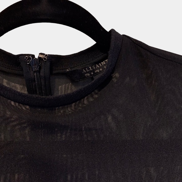 ALL SAINTS CHARLTON  MESH MINI DRESS IN BLACK - Picture 16 of 16
